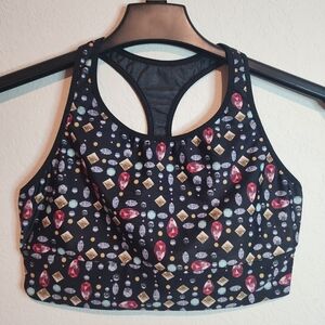 Racerback Jewel-Print Sports Bra in Black